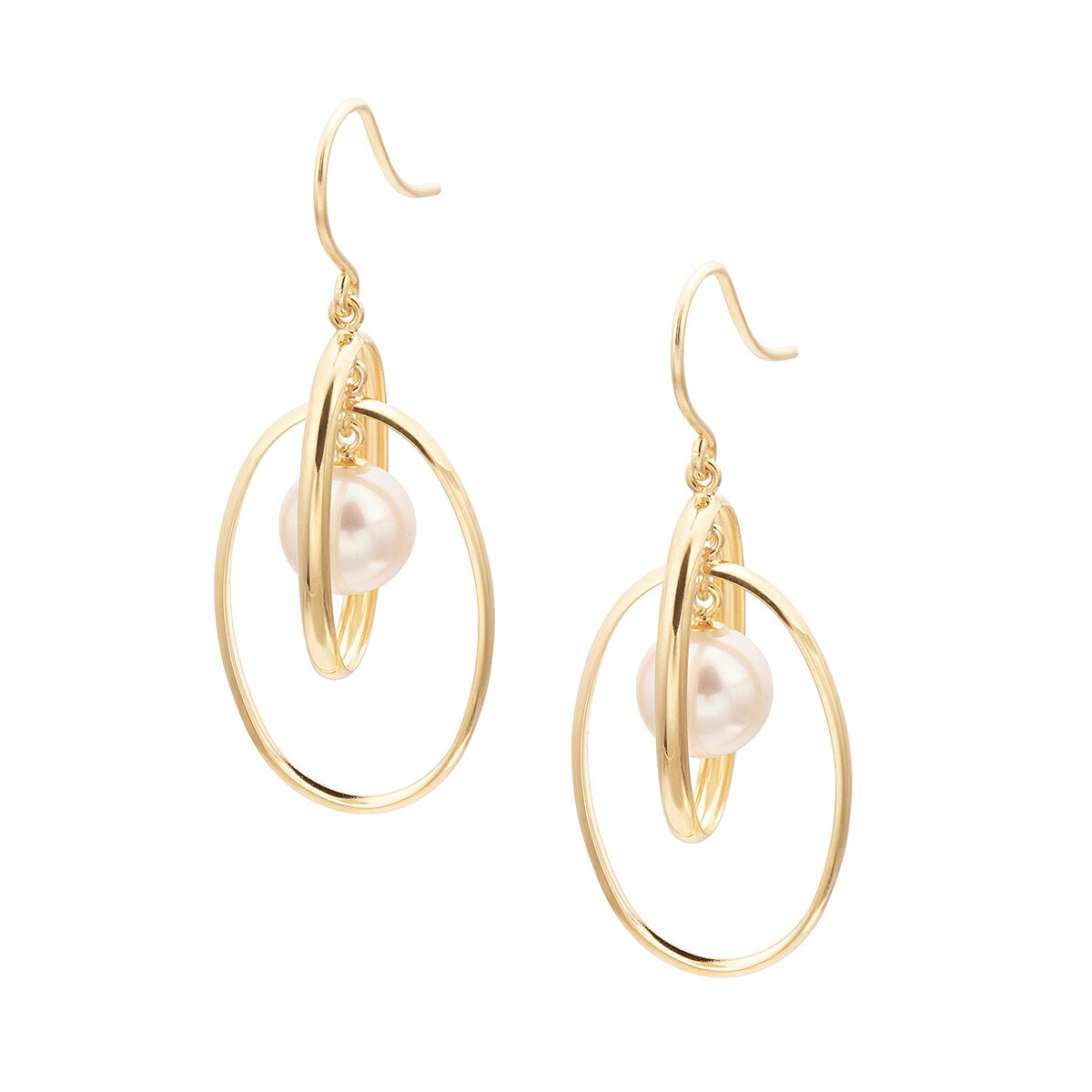 K10イエローゴールド淡水パールピアス（6mm）