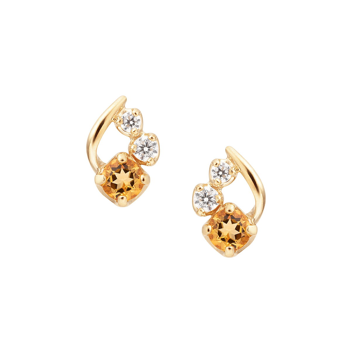 K10イエローゴールドシトリンピアス