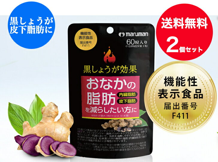 送料無料 【2個セット】おなかの脂肪を減らしたい方に機能性表示食品 黒しょうが効果　内臓脂肪・皮下脂肪 ネコポス便対応品 プレゼント ギフト