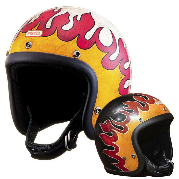 TT&CO. スーパーマグナム VD-ファイヤー エイジングタイプ スモールジェットヘルメット ビンテージ ジェットヘルメット SG/PSC/DOT M/Lサイズ57-58cm レトロ オープンフェイス