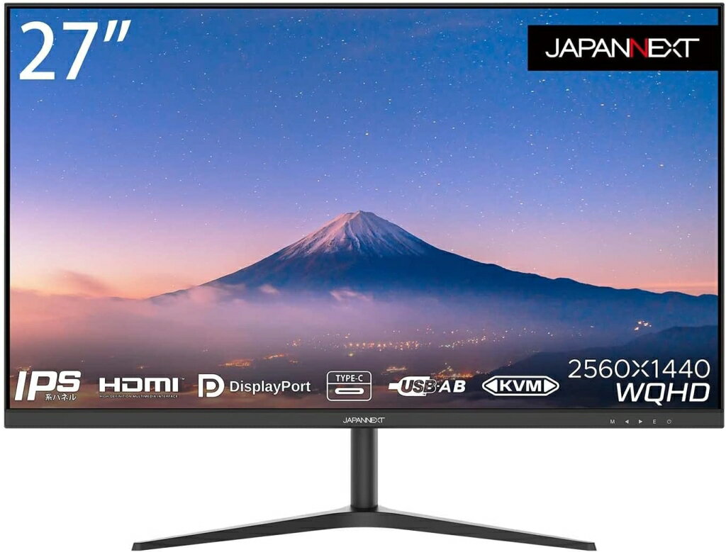 ジャパンネクスト [JN-IPS27WQHDR-C65W] 27インチ ワイド液晶ディスプレイ(2560x1440/IPS/DPx1/HDMIx1/Type-C65W給電/チルト/ノングレア)