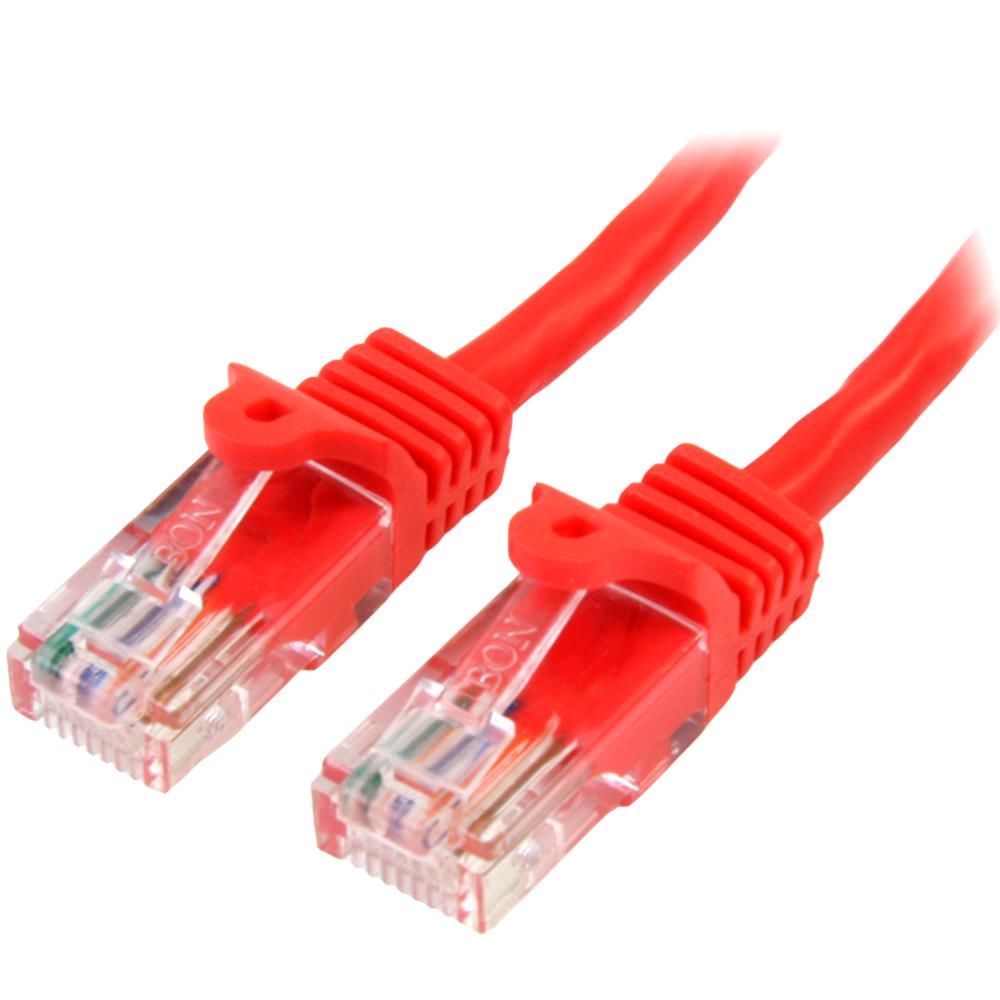 StarTech.com [45PAT5MRD] 5m カテゴリー5e LANケーブル レッド RJ45コネクタ(ツメ折れ防止カバー付き) イーサネット対応Cat5e UTPケーブル