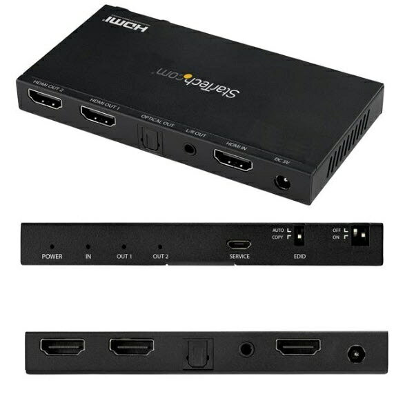 StarTech.com [ST122HD20S] HDMI分配器 1入力2出力 4K/60Hz スケーラー内蔵HDMIスプリッター HDCP 2.2準拠 EDID認識機能 7.1chサラウンド