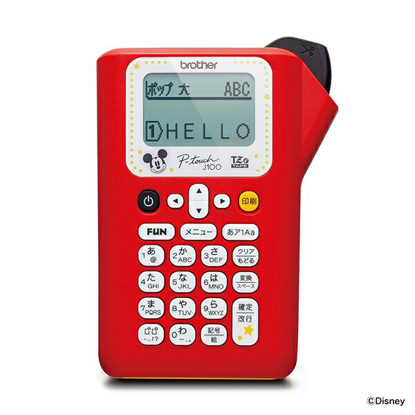 ブラザー工業 [PT-J100MCR] ＜P-TOUCH＞ラベルライター PT-J100MCR(ミッキーレッド/180dpi/3.5mm〜12mm..
