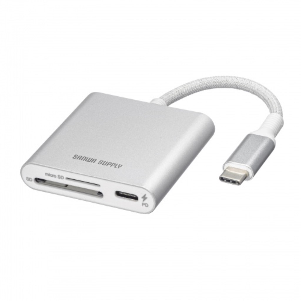 サンワサプライ [ADR-5TCSDPW] USB PD充電対応 Type-Cカードリーダー