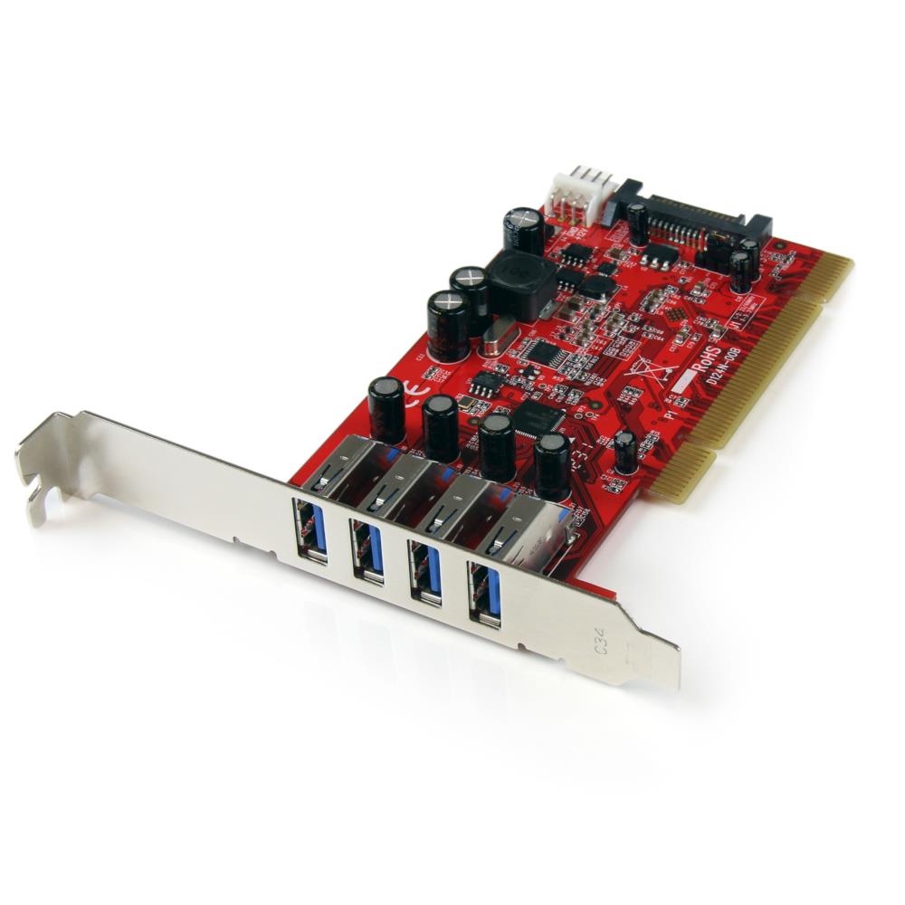 StarTech.com [PCIUSB3S4] SuperSpeed USB 3.0 4ポート増設PCIカード SATA電源コネクタ搭載 最大900mAまでUSBバスパワー供給可能