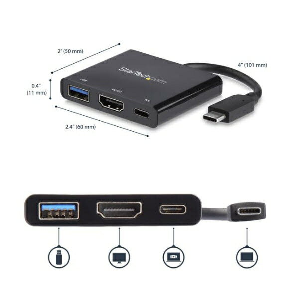 StarTech.com [CDP2HDUACP] USB Type-C接続HDMIディスプレイ変換アダプタ 4K/30Hz Thunderbolt 3 互換 60W USB Power Delivery