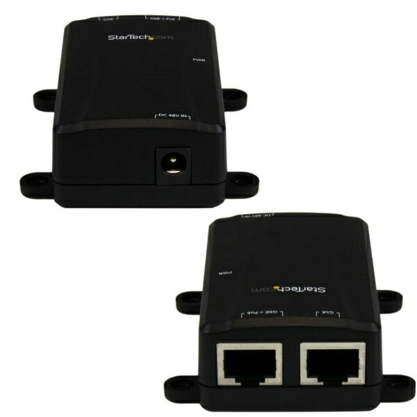 StarTech.com [POEINJ1G] ギガビット対応PoE(Power over Ethernet)ミッドスパン/インジェクタ IEEE 802.3at/IEEE 802.3af準拠 PoE給電アダプタ 48V/30W出力 1chタイプ ウォールマウント対応