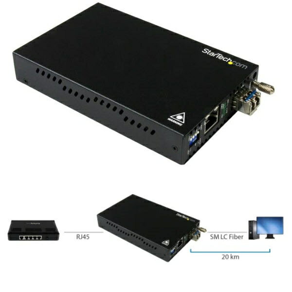 StarTech.com [ET91000SM20] MKrbgC[TlbgΉfBARo[^ 1000BASE-T(RJ45) - 1000BASE-LX(VO[h LC) 20km