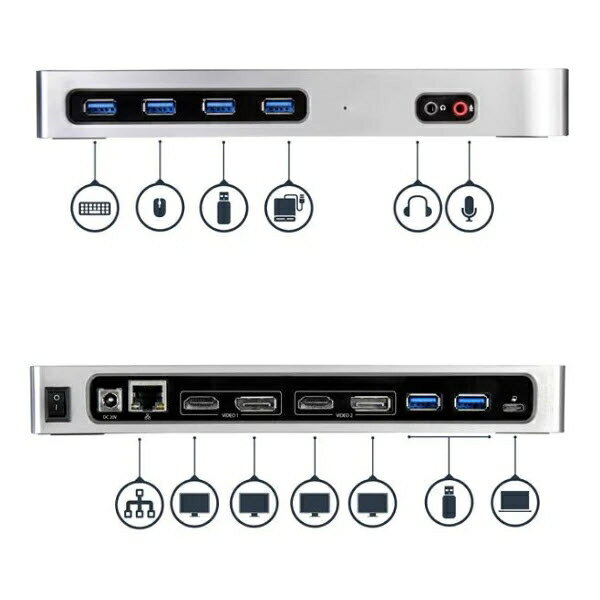 StarTech.com [DK30A2DH] デュアル4Kモニタ対応ドッキングステーション USB-C/USB-Aポート対応 2x HDMI..