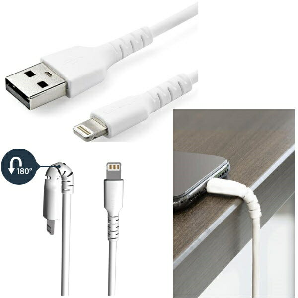 StarTech.com [RUSBLTMM2M] ライトニングケーブル 2m Apple MFi認証iPhone充電ケーブル ホワイト 高耐久性 Lightning - USB ケーブル