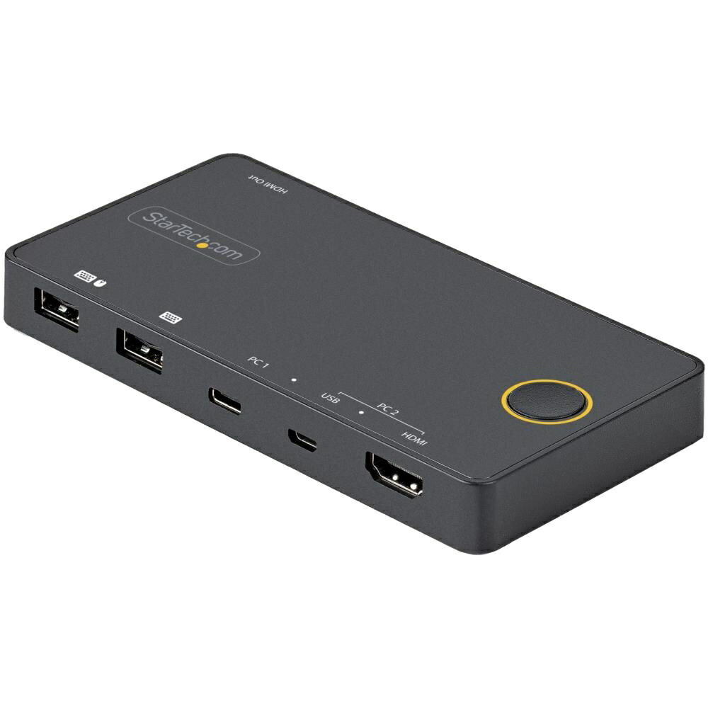 StarTech.com SV221HUC4K 2ポートKVMスイッチ/USB-A HDMI USB-Cスイッチャー/4K60Hz HDMI 2.0シングルモニタ対応/デスクトップ ノートPC切替器/USBバスパワー/Thunderbolt 3互換