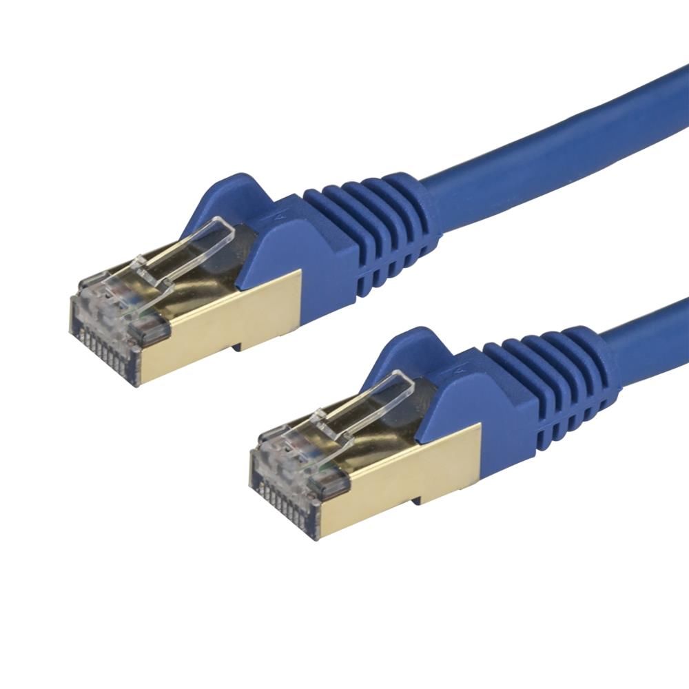StarTech.com [6ASPAT50CMBL] カテゴリ6A対応LANケーブル(0.5m/ブルー) Cat6A STP(シールドツイストペア)ケーブル ツメ折れ防止カバー付き
