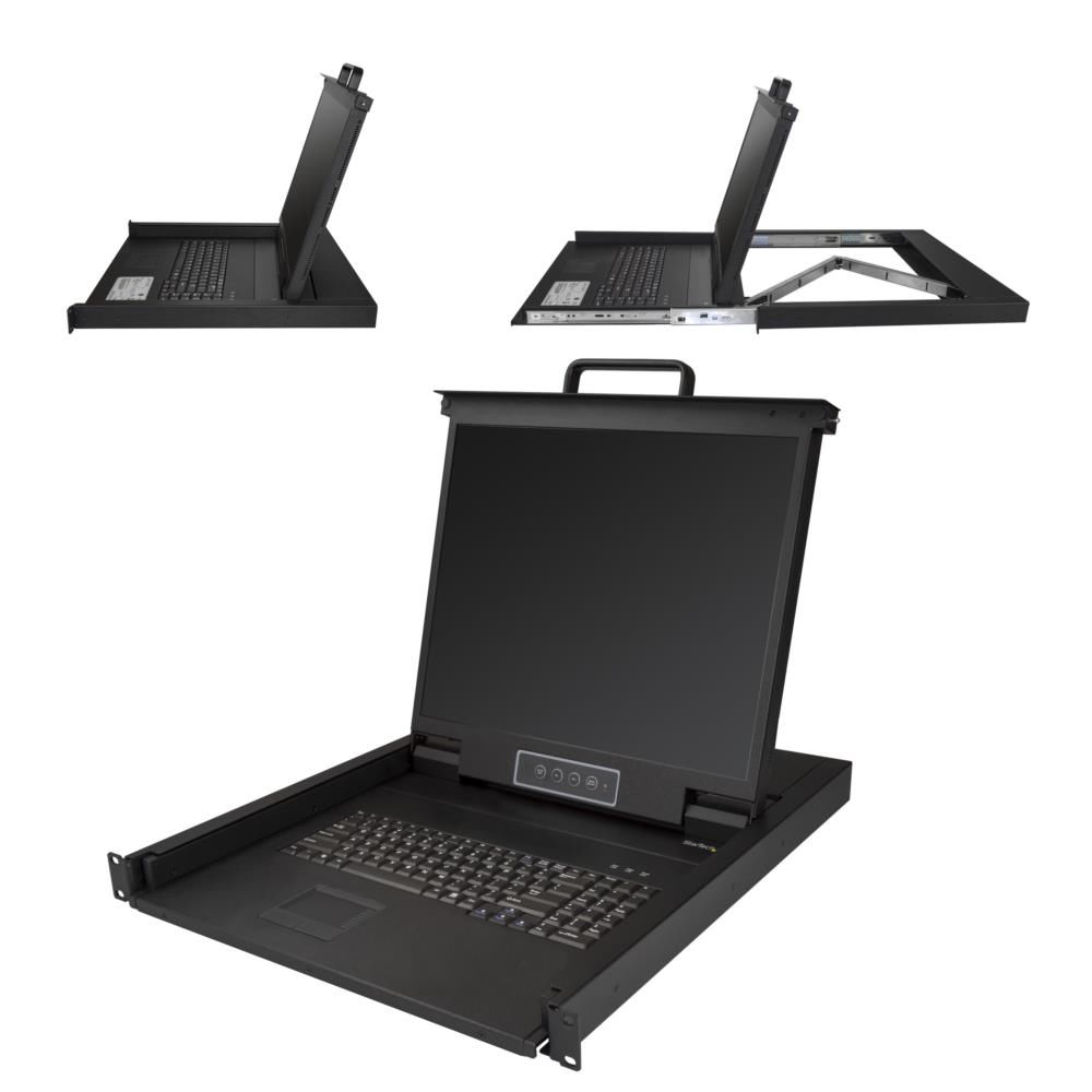 StarTech.com [RKCONS1901] ラックマウント対応KVMコンソールドロワー VGA対応19インチLCD 1U シングルKVMスイッチ 1280x1024