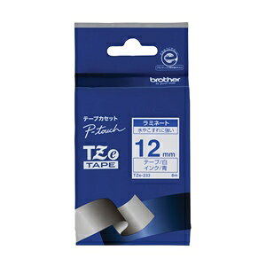 ブラザー工業 [TZE-233] TZeテープ ピータッチ専用テープ(白テープ/青字)12mm
