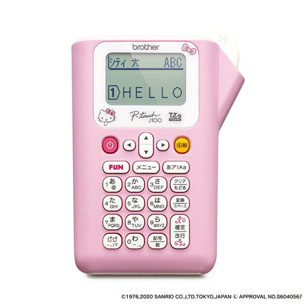 ブラザー工業 [PT-J100KTP] ＜P-TOUCH＞ラベルライター PT-J100KTP(キティピンク/180dpi/3.5mm〜12mm幅..