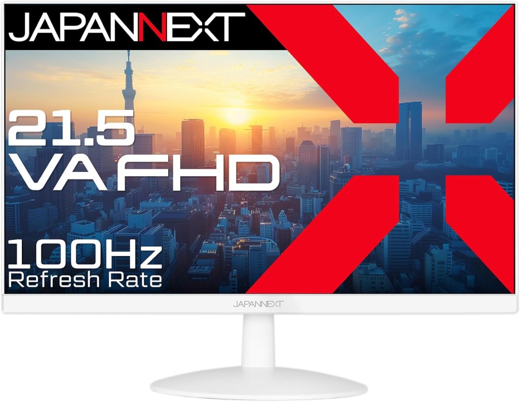 ジャパンネクスト [JN-V215F2-W] 21.5インチ 液晶ディスプレイ(1920x1080/VA/HDMI/VGA/スピーカー/非光沢/ホワイト筐体/2年保証)