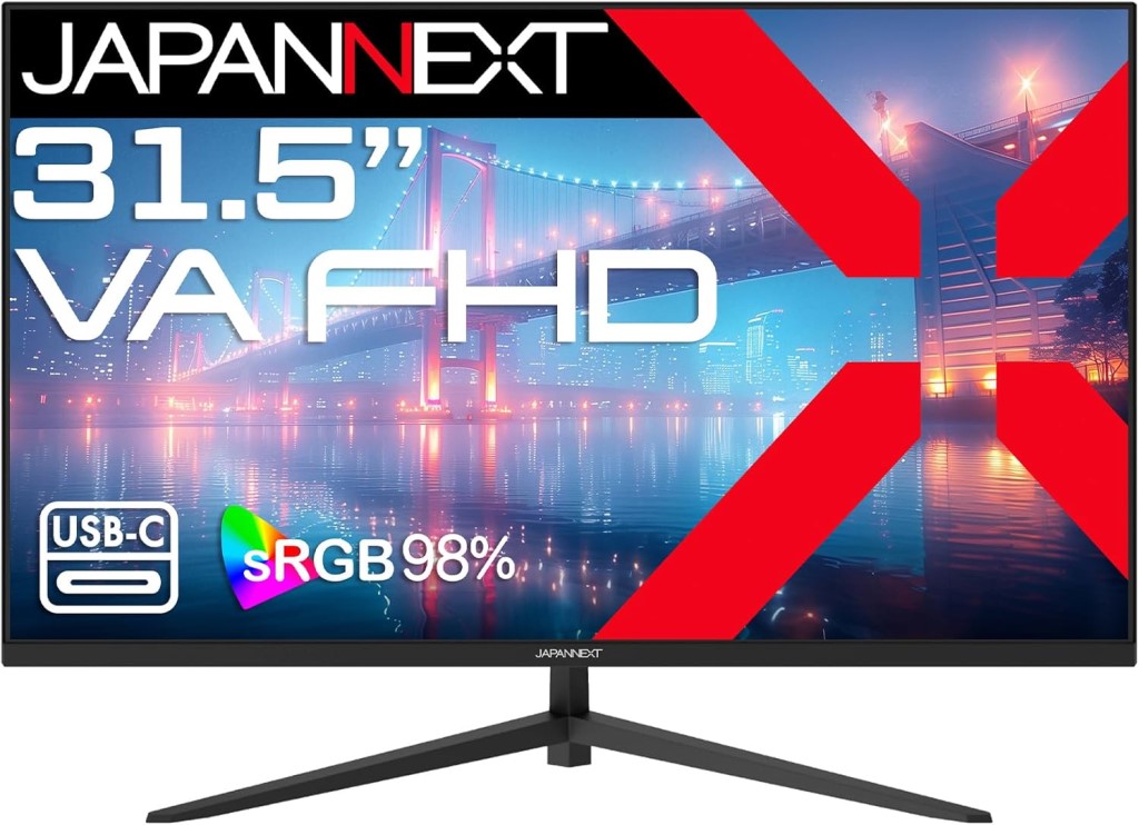 ジャパンネクスト [JN-V315F2-C6] 31.5インチ 液晶ディスプレイ(1920x1080/VA/DP/HDMI/Type-C65W給電/半光沢/2年保証)