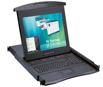オースティンヒューズ [N119-U1601E] 1U 19インチ TFTモニタ/テンキー付キーボード/タッチパッド/ドロアー +16 ポートKVMスイッチ