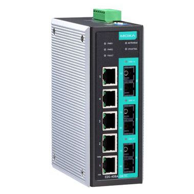 MOXA [EDS-408A-3S-SC-48] 8ポート(5xRJ45 3xシングルSC)マネージドスイッチ ±24/±48VDC入力電圧