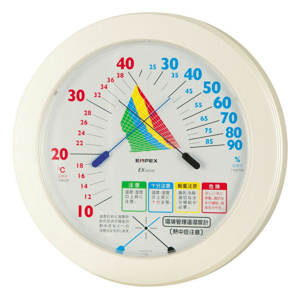 エンペックス気象計 [TM-2482] 環境管理温・湿度計「熱中症注意」