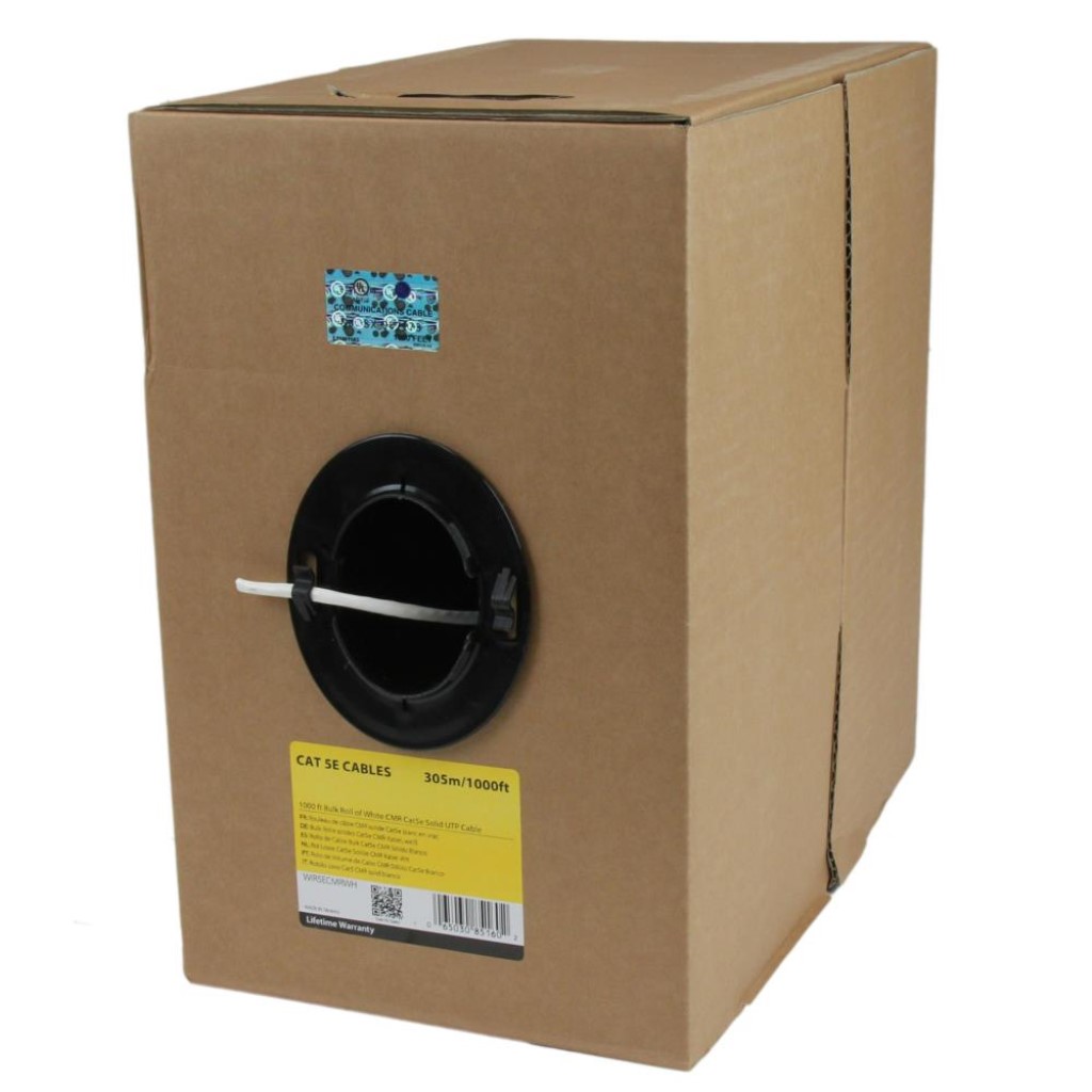 StarTech.com [WIR5ECMRWH] CAT5e LANケーブル/304.8m/ホワイト/1Gb/単線/カテゴリ5e RJ45 ギガビット イーサネットケーブル