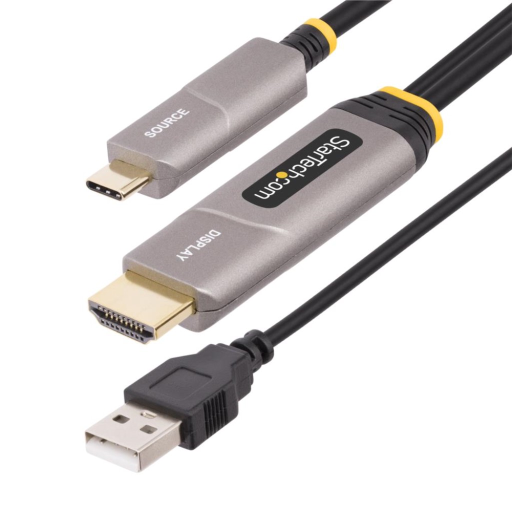 StarTech.com 145B-USBC-HDMI4K-AOC USB-C-HDMI 2.0変換ケーブル/アクティブ光ファイバー/9.1m/4K60Hz/HDR10対応/DP Altモード/単方向仕様/Thunderbolt 3/4互換/ディスプレイアダプター