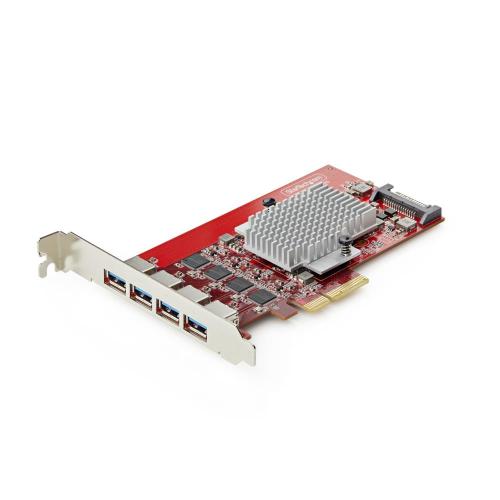 StarTech.com [P10Q4A-USB-CARD] PCI Express拡張カード/4ポート USB Type-A 3.2 10Gbps増設用/PCIe 3.0 x4/独立コントローラー/標準プロファイル/各種OS/インターフェースボード