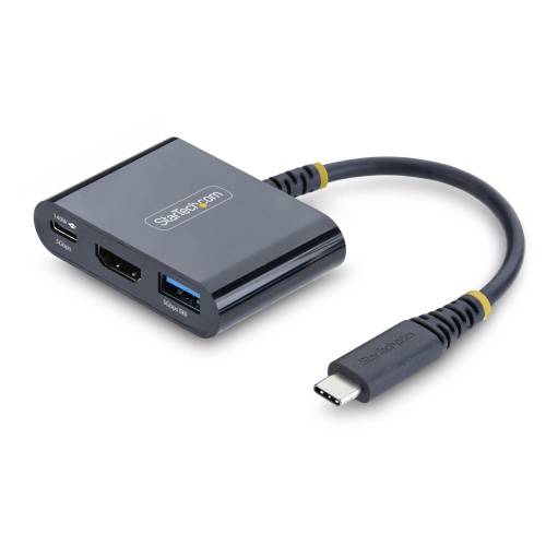 StarTech.com [168B-USBC-MULTIPORT] マルチポートアダプター/USB-C接続/シングルモニター/4K60Hz HDMI/140W PD/1x USB-A/ブラック/MacBook Dell HP iPad対応 USB Type-Cハブ
