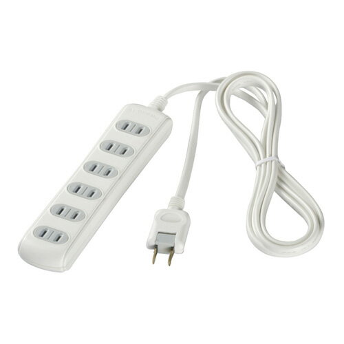 BUFFALO [BSTAPSH2610WH] 2ピン式電源タップ 6個口タイプ シャッター付 1m ホワイト