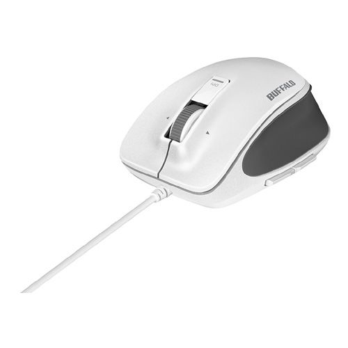 BUFFALO [BSMBU500MWH] 有線 BlueLED プレミアムフィットマウス Mサイズ ホワイト(2)