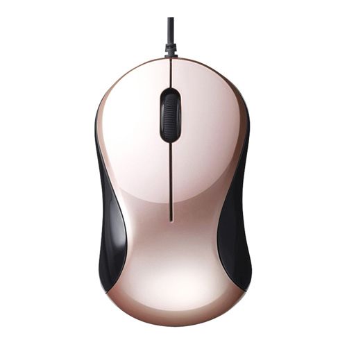 BUFFALO [BSMBU100BP] 有線 BlueLED 静音 3ボタンマウス ベージュピンク