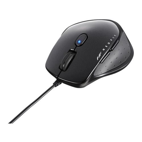 BUFFALO [BSMBU510SBK] 有線 BlueLED 5ボタン ネオフィットマウス Sサイズ ブラック