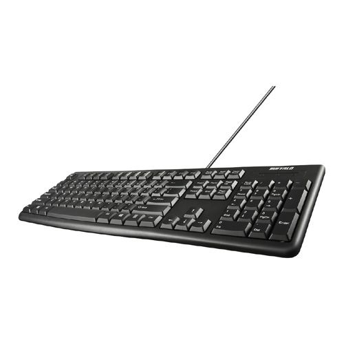 BUFFALO [BSKBU100ENBK] USB接続 有線スタンダードキーボードUS English配列 ブラック