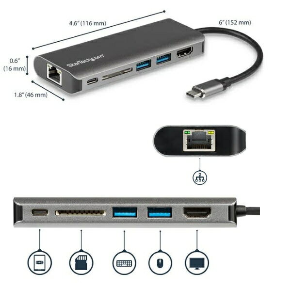 StarTech.com [DKT30CSDHPD] USB Type-C}`ϊA_v^[/USB-C}`nu/4K HDMI/USB 3.0nu(2x USB-A)/SD & SDHCJ[h[_[/MKrbgLLAN|[g/60W USB PD/^CvC & Thunderbolt 3