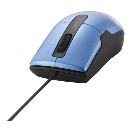 BUFFALO [BSMBU26SMBL] 有線BlueLEDマウス 静音/3ボタン/Mサイズ ブルー