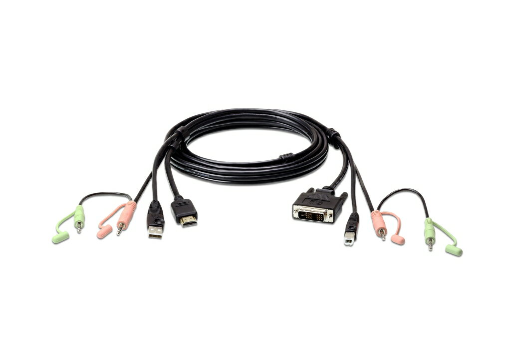 Rakuten - ATEN [2L-7D02DH/ATEN] 1.8m USB KVMケーブル(HDMI= DVI-D変換機能、オーディオコネクター付属)
