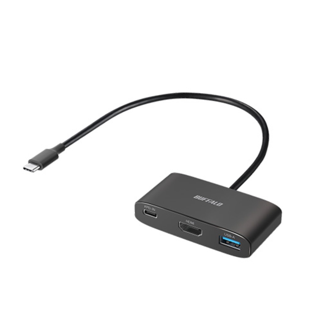 バッファロー [BSH3U330C1PBK] USB-C 3.2Gen1バスパワー3ポートハブPD対応 ブラック