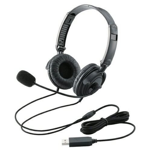エレコム [HS-HP20UBK] ヘッドセット(両耳オーバーヘッド)/1.8m/USB/ブラック