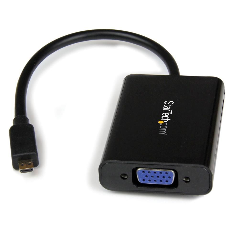 StarTech.com [MCHD2VGAA2] Micro HDMI-VGAϊA_v^ (X}[gtH/Ultrabook/^ubgΉ) 1x }CNHDMI IX-1x VGA(D-Sub15s/ HD15) X 1920x1080 ubN