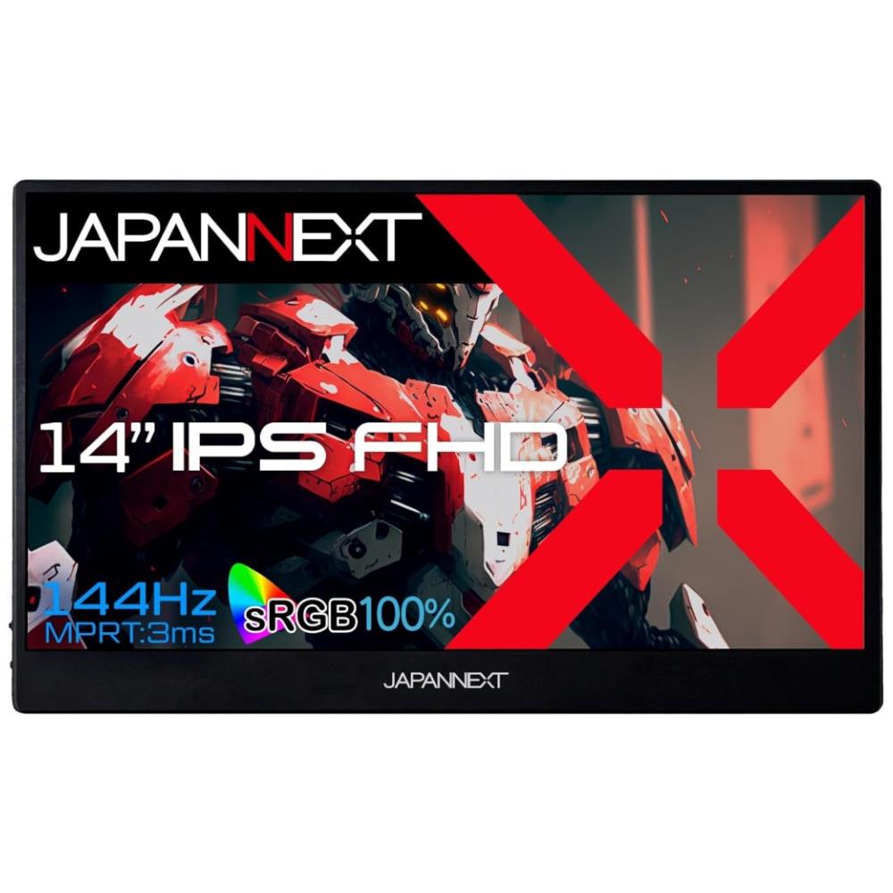 ジャパンネクスト [JN-MD-14I144F] 14インチ モバイルゲーミングモニター(1920x1080/IPS/miniHDMI/Type-Cx2/スピーカー/非光沢/2年保証)
