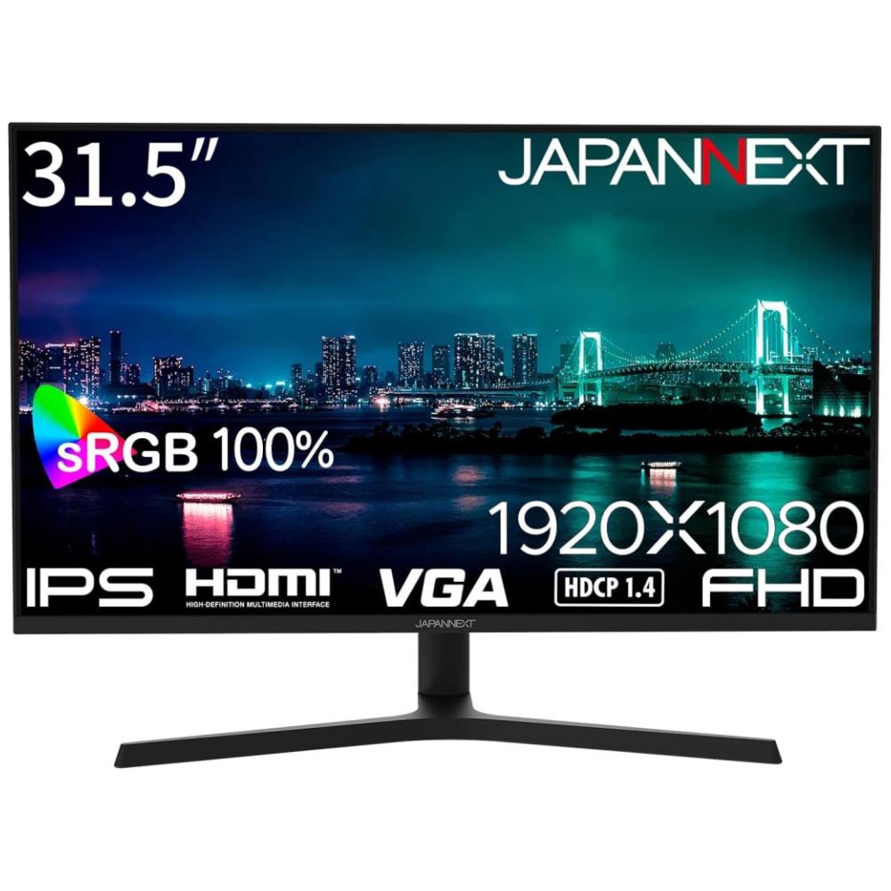 ジャパンネクスト [JN-IPS315F-HSP] 31.5インチ 液晶ディスプレイ(1920x1080/IPS/HDMI/VGA/スピーカー/チルト/高さ調整/スイベル/ピボット/光沢/2年保証)