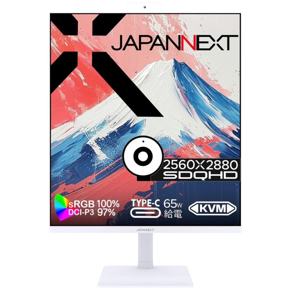 ジャパンネクスト [JN-IPS276SDQHD-HSPC6-CMS] 27.6インチ 縦長液晶ディスプレイ(2560x2880/IPS/DP/HDMI/Type-C65W/webカメラ/マイク/スピーカー/PIP・PBP/高さ調整/スイベル/ピボット/非光沢/2年保証)