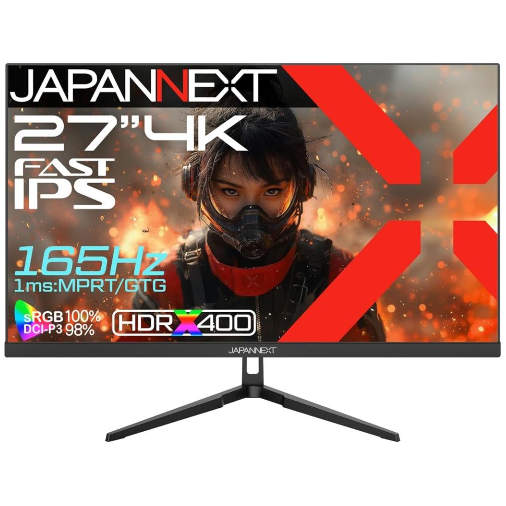 ジャパンネクスト [JN-IPS27G165U] 27インチ ワイド 4Kゲーミングモニター(3840x2160/IPS/165Hz/DPx2/HDMIx2/PIP・PBP/スピーカー/非光沢/2年保証)