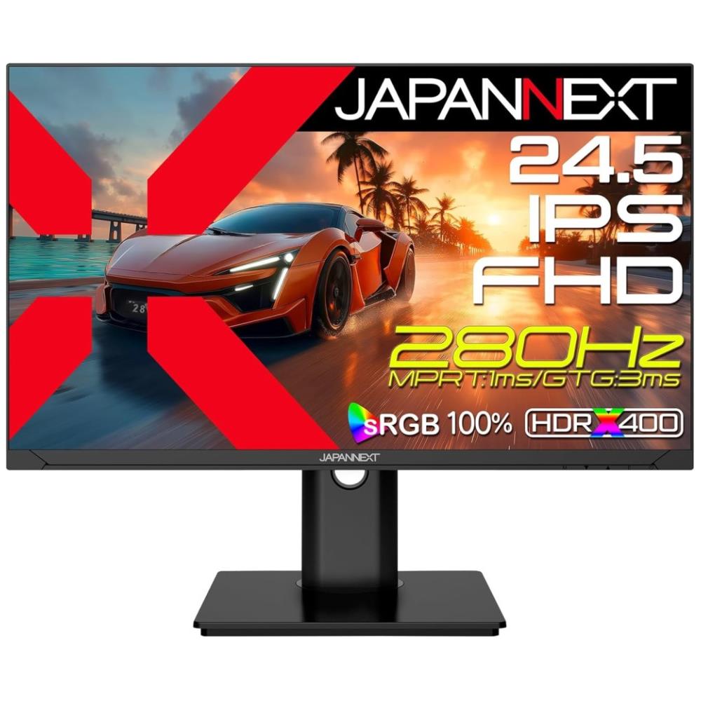 ジャパンネクスト [JN-IPS245G280F-HSPC6] 24.5インチ ゲーミングモニター(1920x1080/IPS/280Hz/DP/HDMI/Type-C65W給電/スピーカー/高さ調整/スイベル/ピボット/非光沢/2年保証)