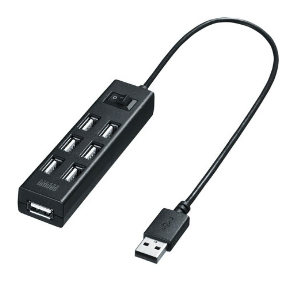 サンワサプライ [USB-2H702BKN] USB2.0ハブ(7ポート・ブラック)
