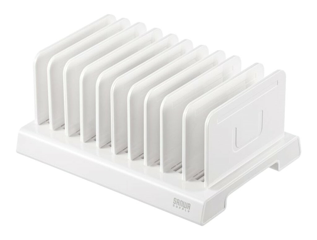 サンワサプライ [PDA-STN20WN] タブレット・スマートフォン用スタンド(10台収納タイプ)