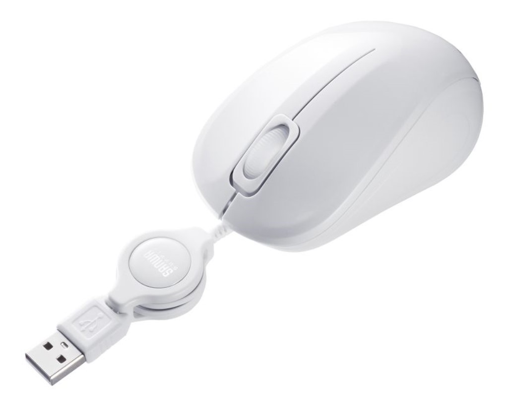 サンワサプライ [MA-MBSK315W] 抗菌・静音有線巻取りブルーLEDマウス