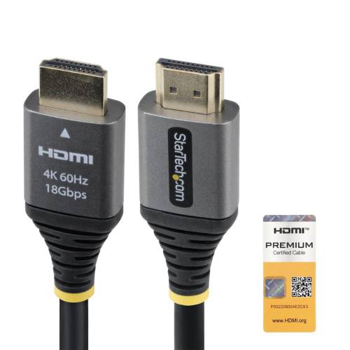 StarTech.com [HDMMV5F] HDMI 2.0ケーブル/1.5m/4K60Hz/Premium High Speed/HDR10・ARC/オス-オス/ブラック/UHD モニター ディスプレイコード