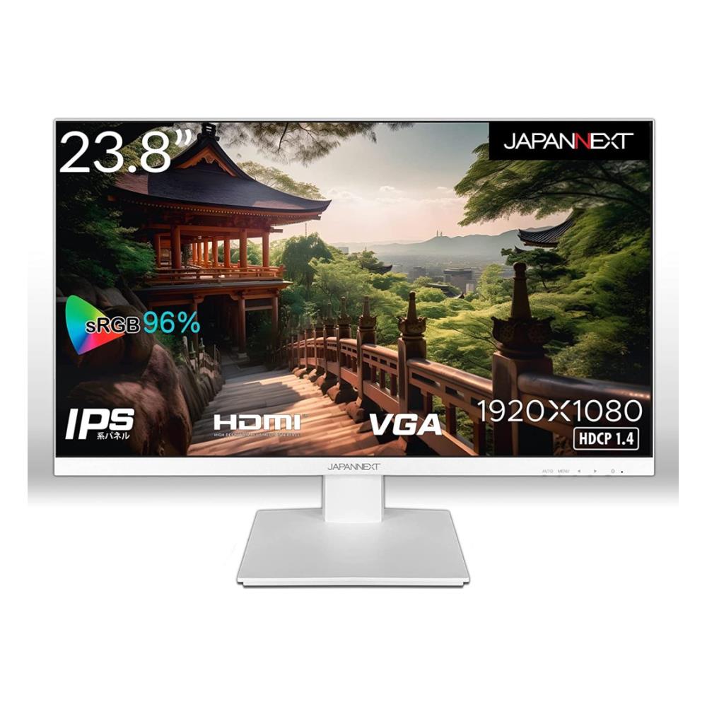ジャパンネクスト [JN-238I75F-W] 23.8インチ 液晶ディスプレイ(1920x1080/IPS/HDMI/VGA/チルト/非光沢/ホワイト筐体/2年保証)